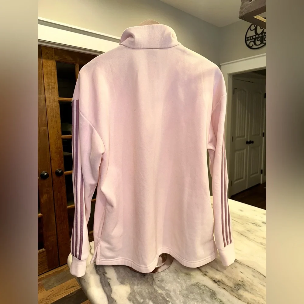 EUC Women’s Adidas Half Zip Pullover Pink & Purple Stripes Size Large - Picture 6 of 8